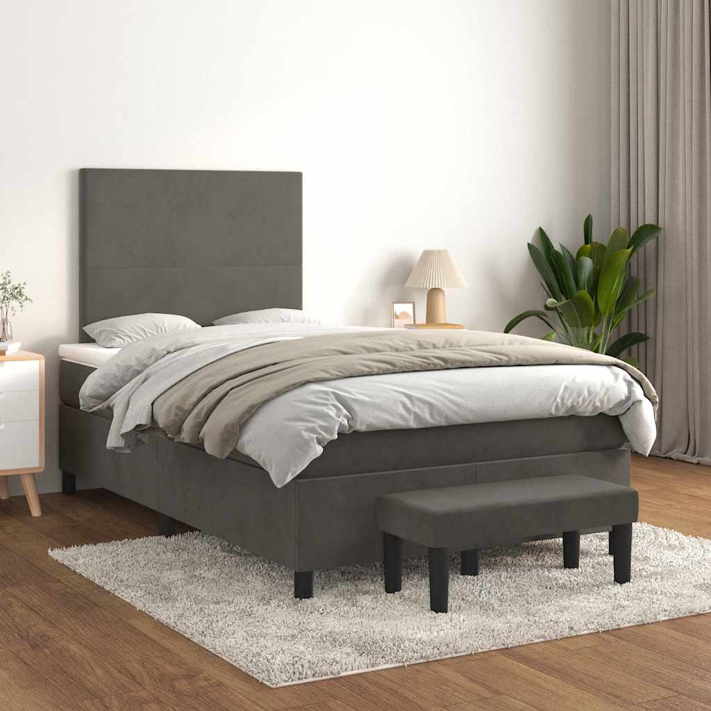 Krevet box spring s madracem tamnosivi 120 x 190 cm baršun