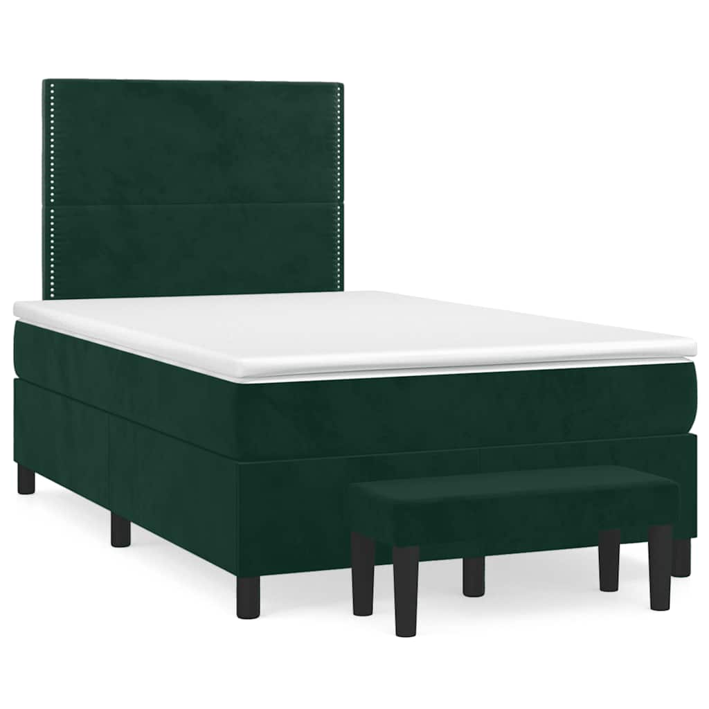 Krevet box spring s madracem tamnozeleni 120x190 cm baršunasti