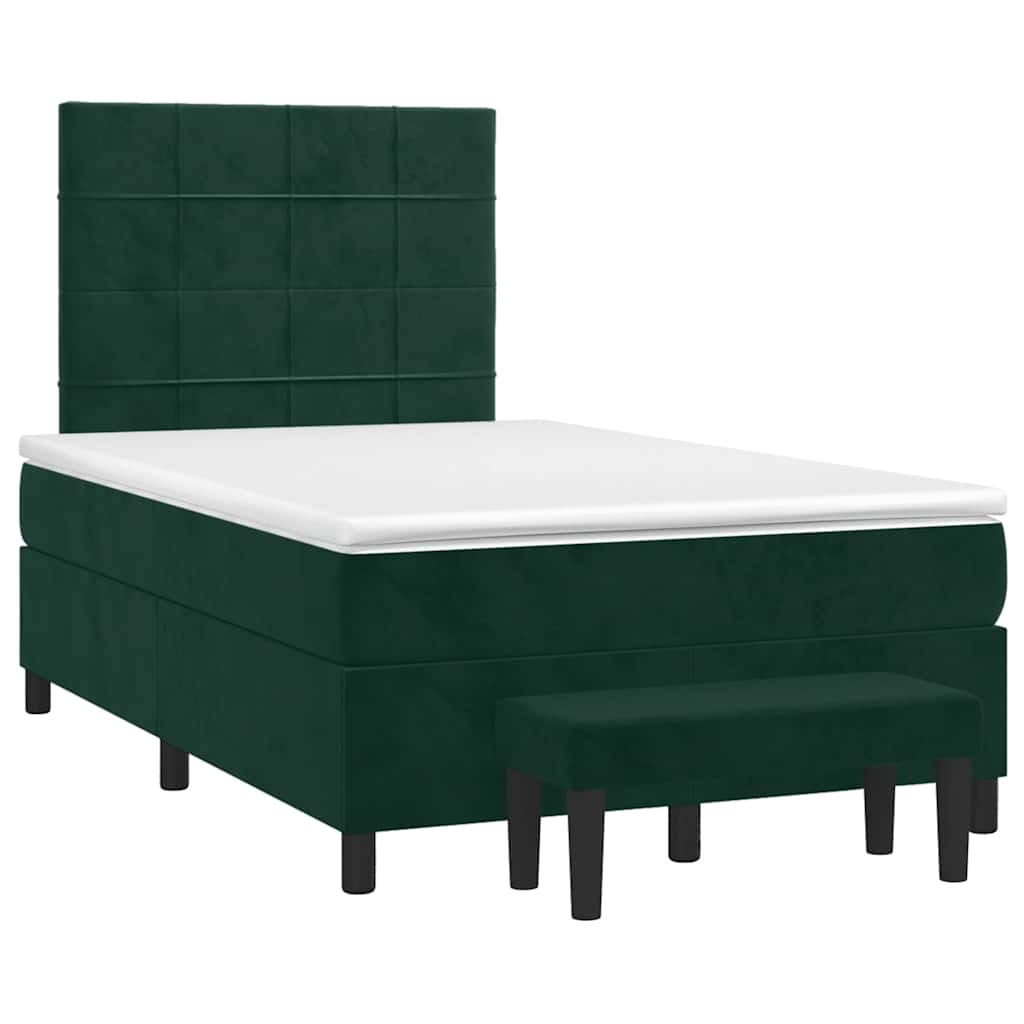 Krevet box spring s madracem tamnozeleni 120x190 cm baršunasti