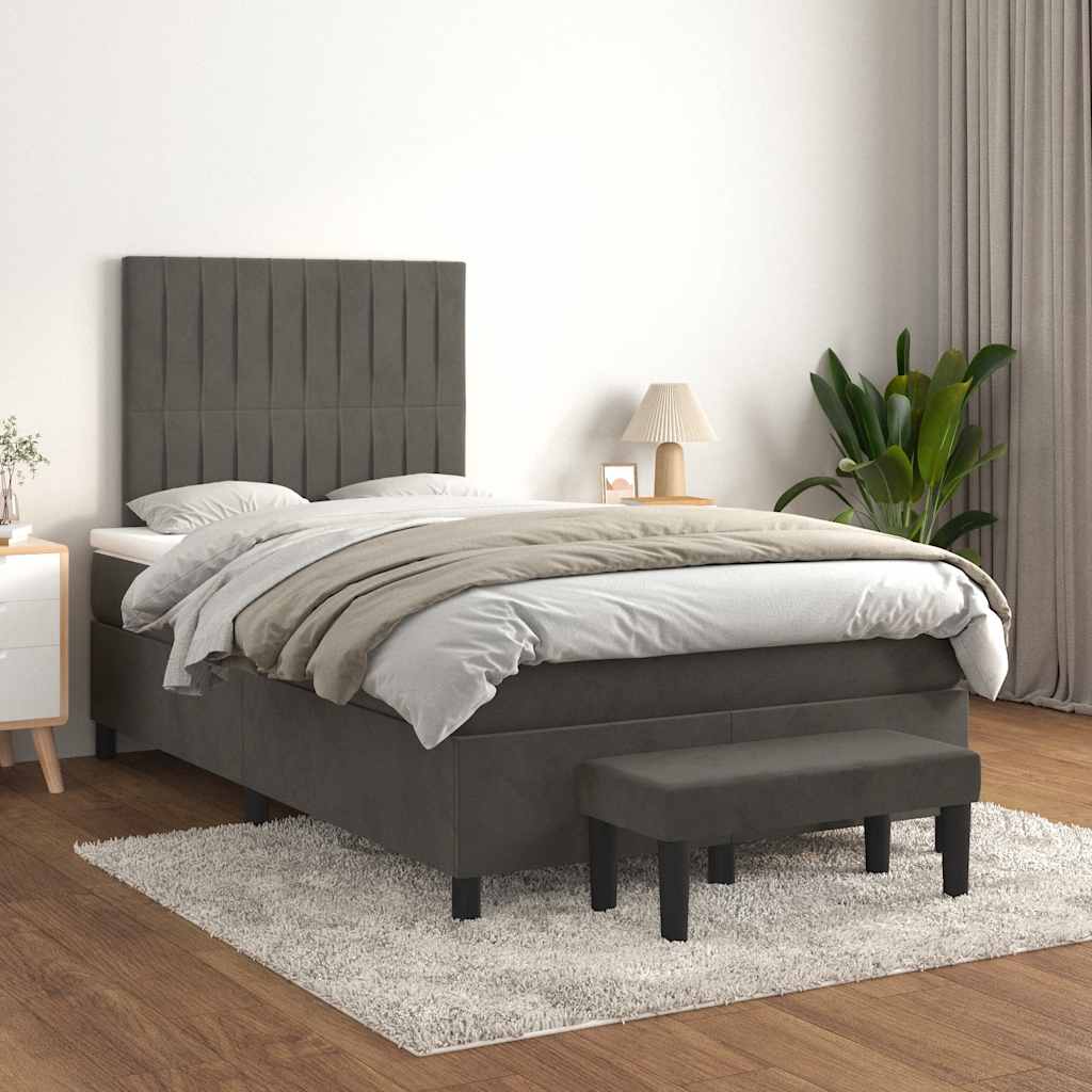 Krevet box spring s madracem tamnosivi 120 x 190 cm baršun