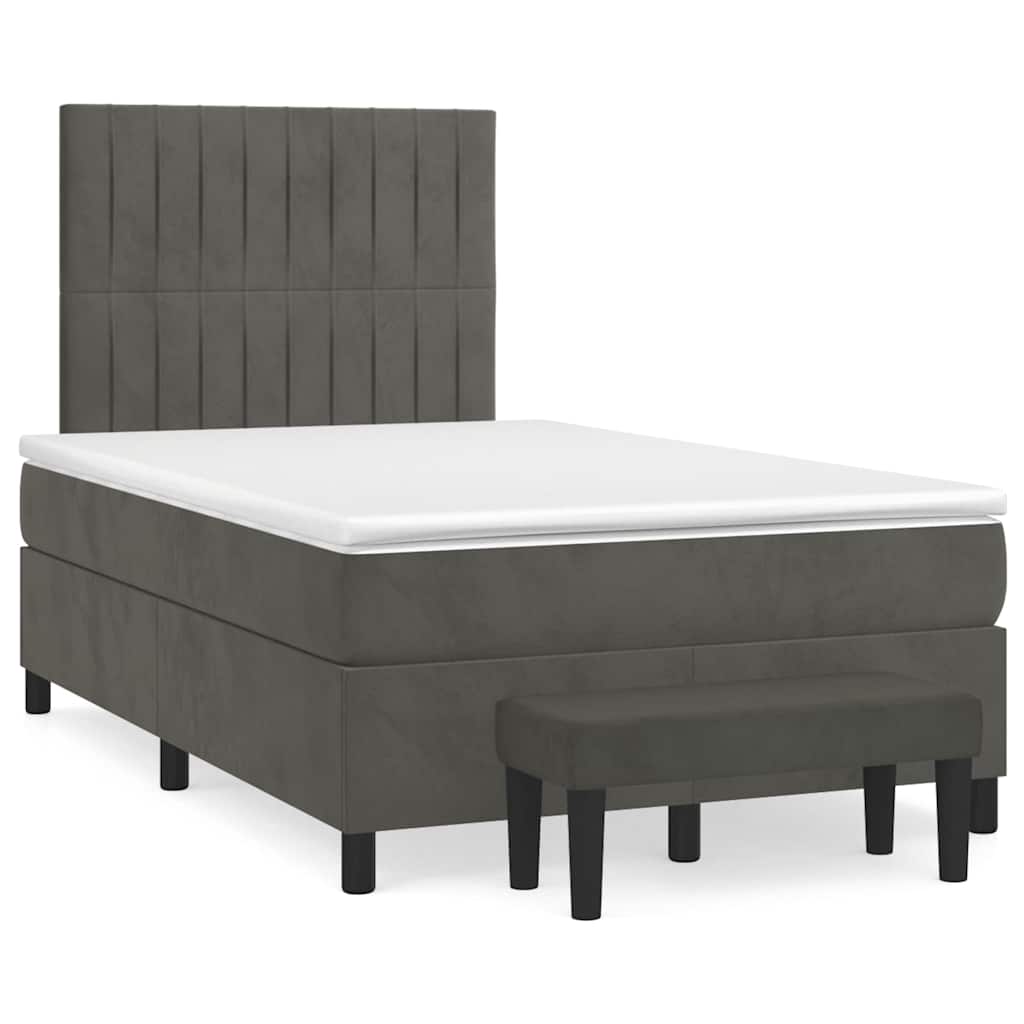Krevet box spring s madracem tamnosivi 120 x 190 cm baršun