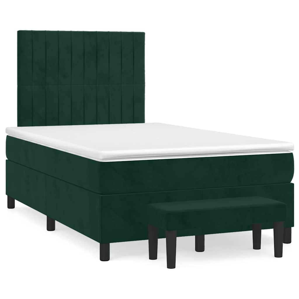 Krevet box spring s madracem tamnozeleni 120x190 cm baršunasti