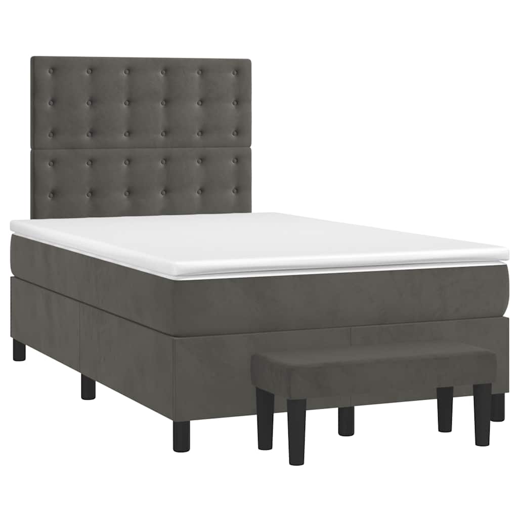 Krevet box spring s madracem tamnosivi 120 x 190 cm baršun