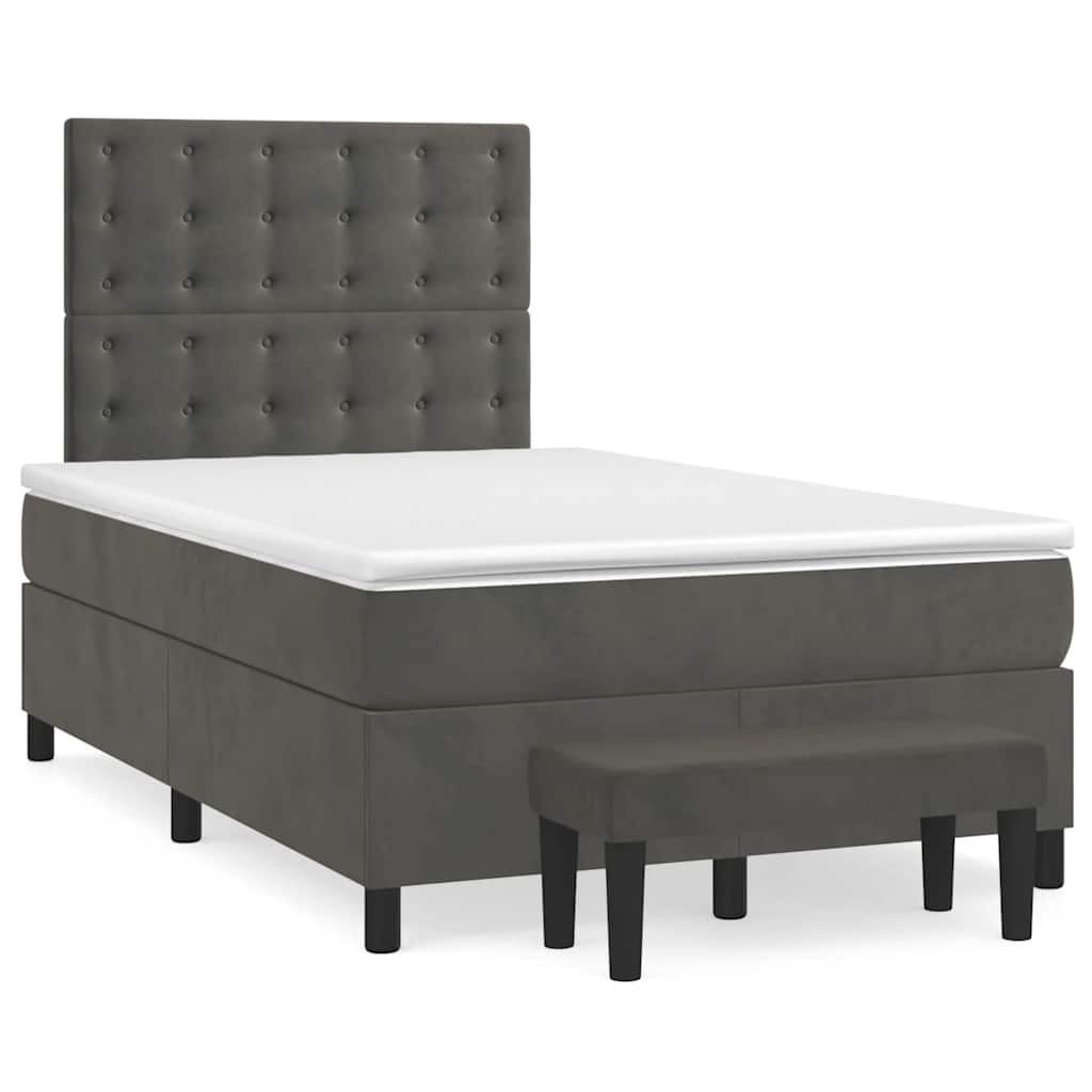 Krevet box spring s madracem tamnosivi 120 x 190 cm baršun