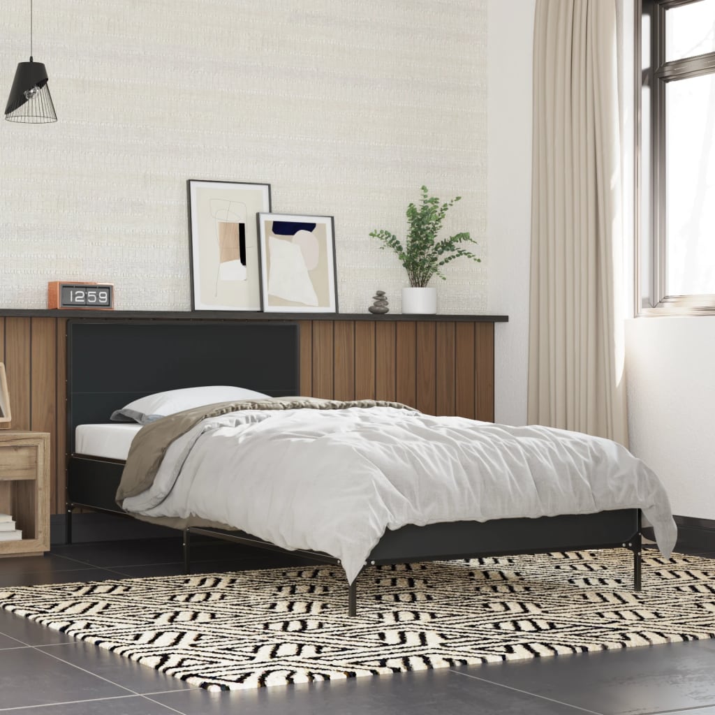 Okvir kreveta crni 90 x 200 cm konstruirano drvo i metal