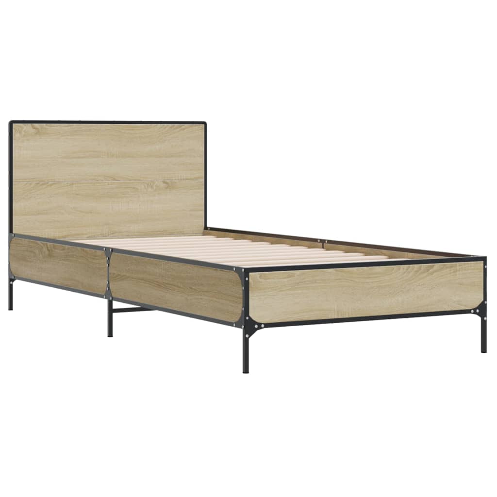 Okvir za krevet boja hrasta 90x200 cm konstruirano drvo i metal