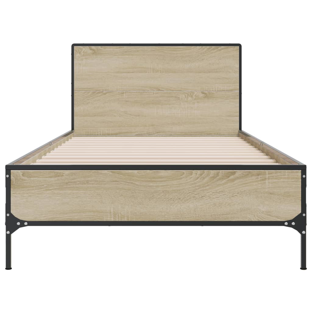 Okvir za krevet boja hrasta 90x200 cm konstruirano drvo i metal