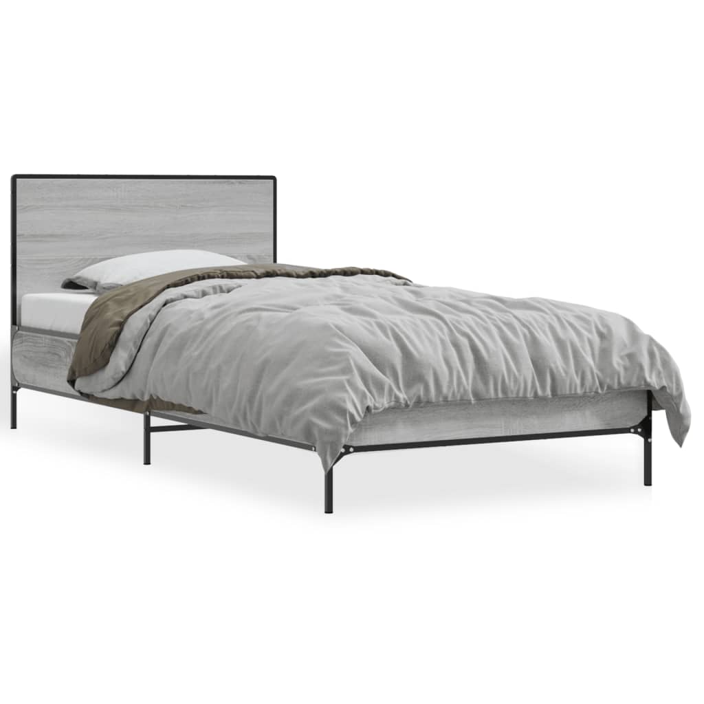 Okvir za krevet boja hrasta 90x200 cm konstruirano drvo i metal