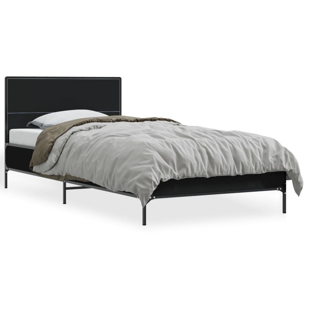 Okvir za krevet crni 100x200 cm konstruirano drvo i metal