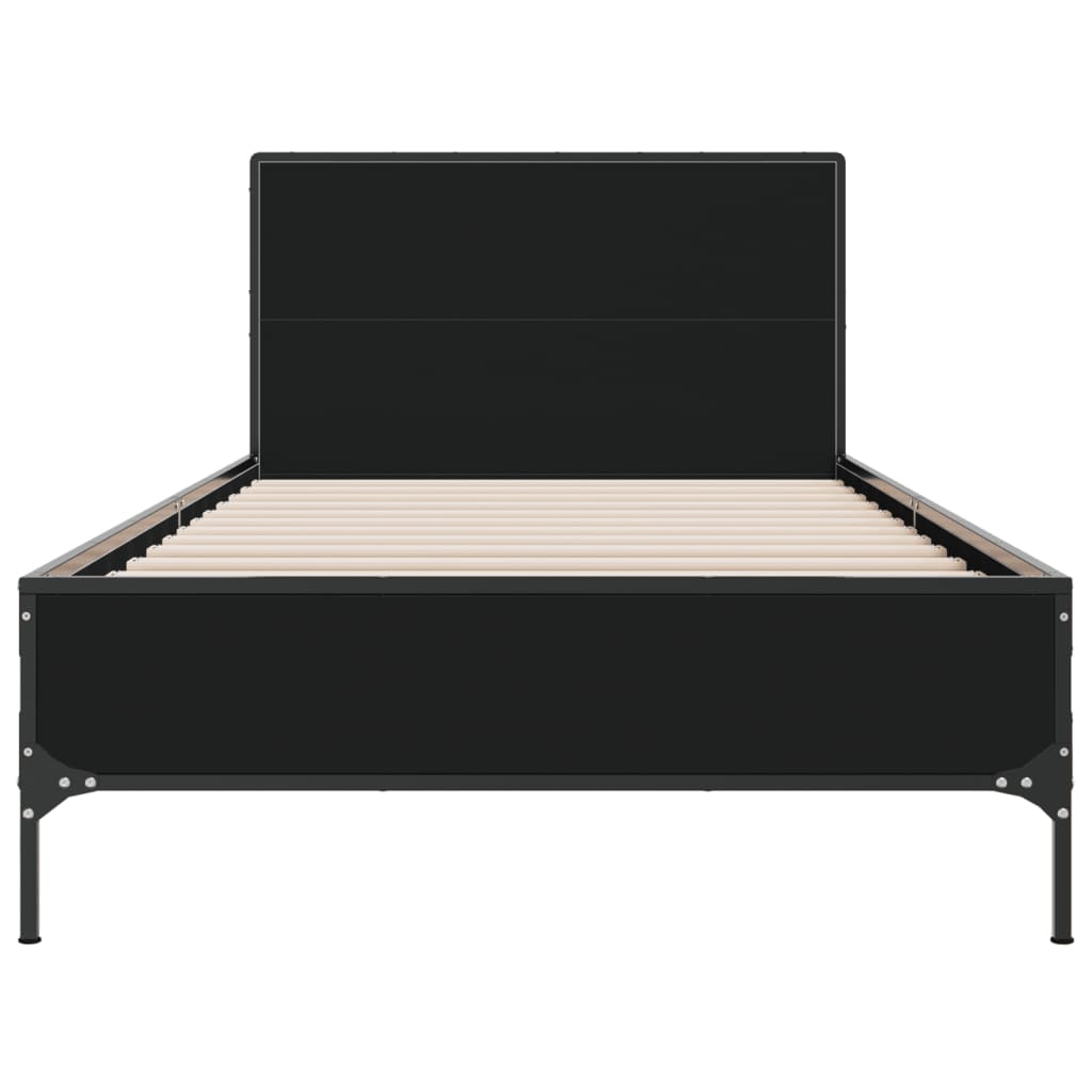 Okvir za krevet crni 100x200 cm konstruirano drvo i metal