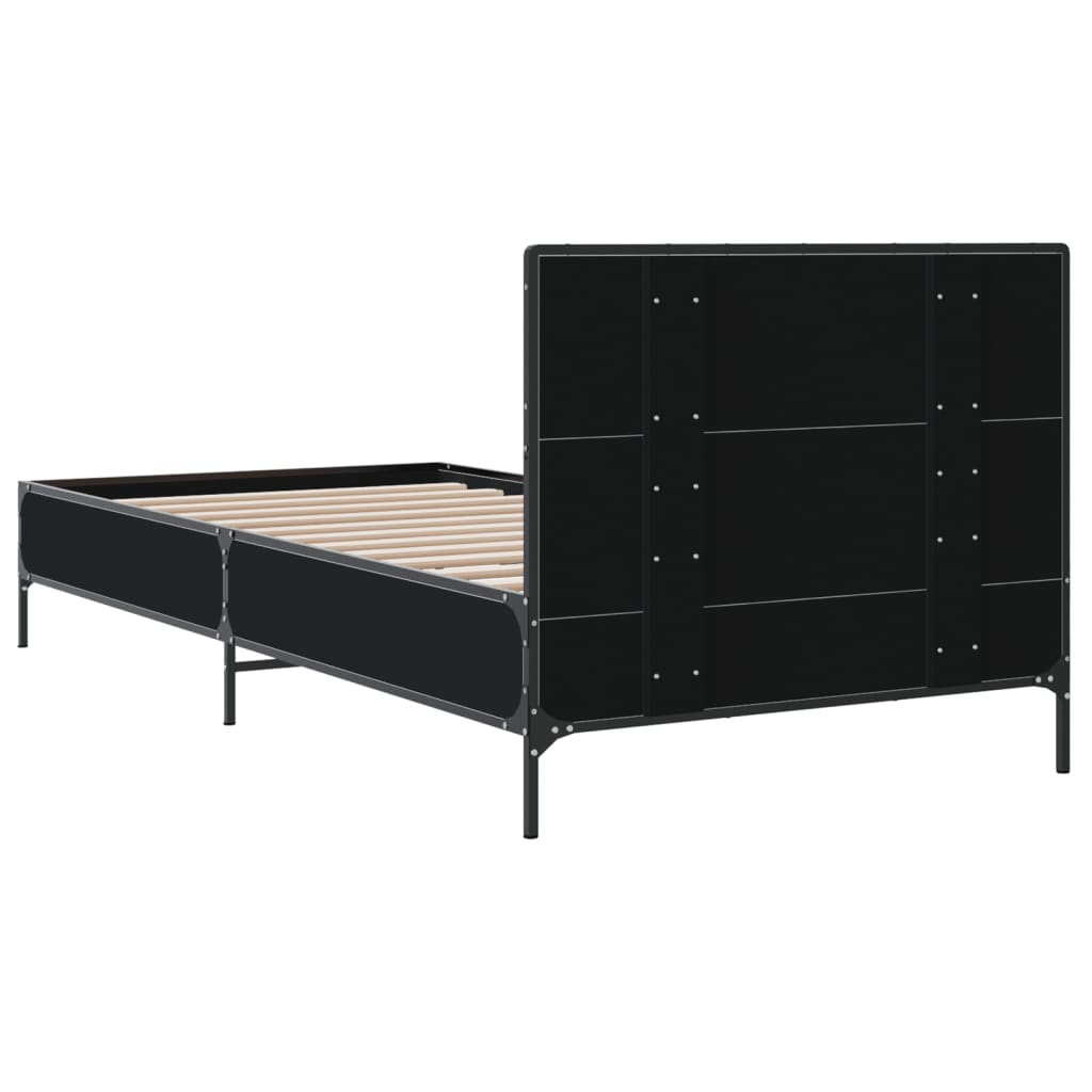Okvir za krevet crni 100x200 cm konstruirano drvo i metal