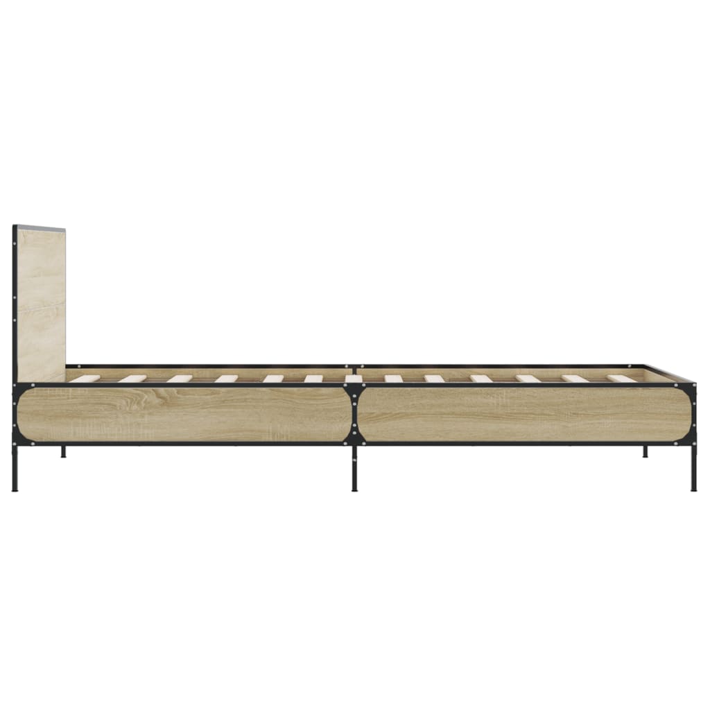 Okvir za krevet boja hrasta 100x200cm konstruirano drvo i metal