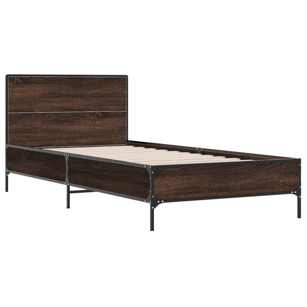 Okvir za krevet smeđi hrast 100x200cm konstruirano drvo i metal