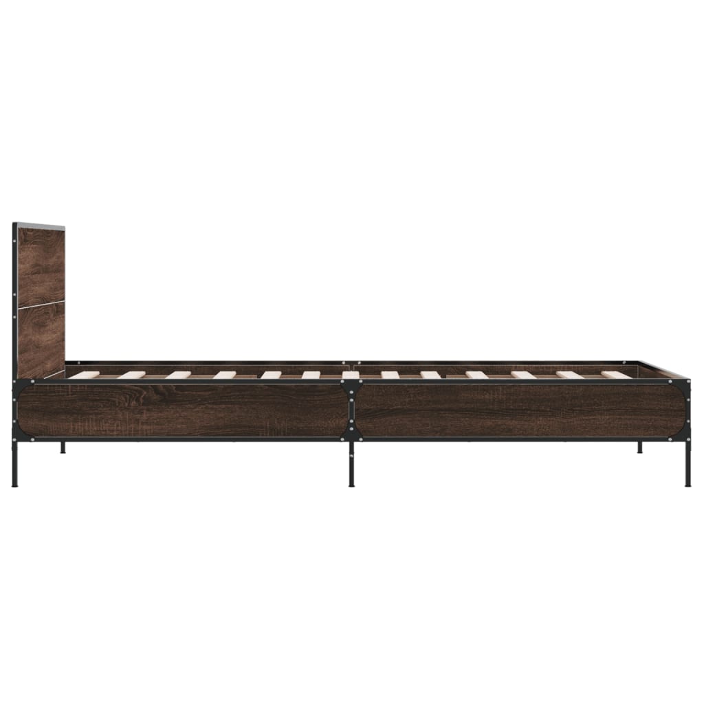 Okvir za krevet smeđi hrast 100x200cm konstruirano drvo i metal