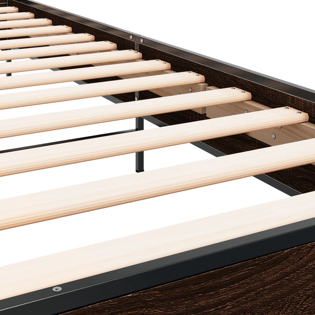 Okvir za krevet smeđi hrast 100x200cm konstruirano drvo i metal
