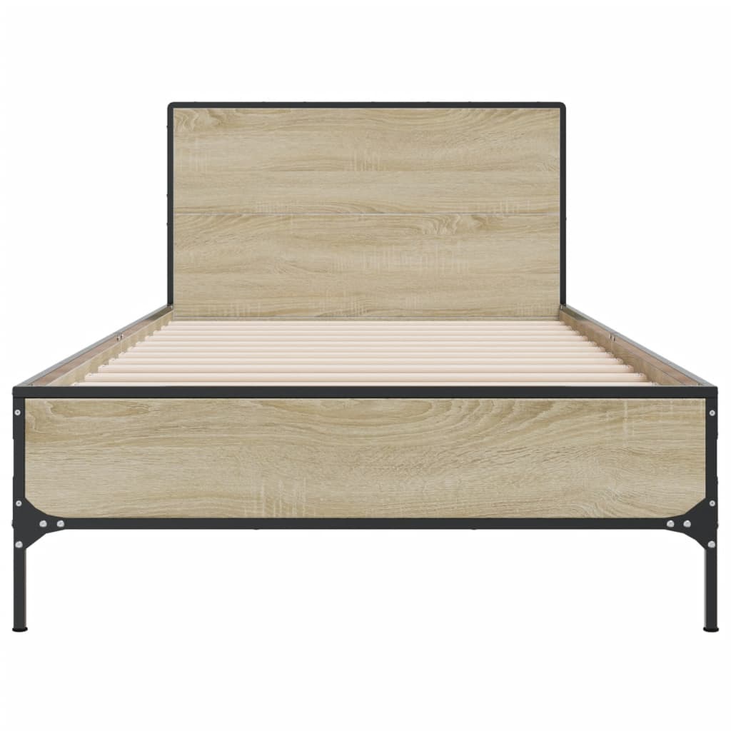 Okvir za krevet boja hrasta 75x190 cm konstruirano drvo i metal