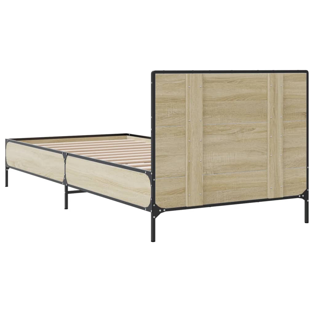 Okvir za krevet boja hrasta 75x190 cm konstruirano drvo i metal