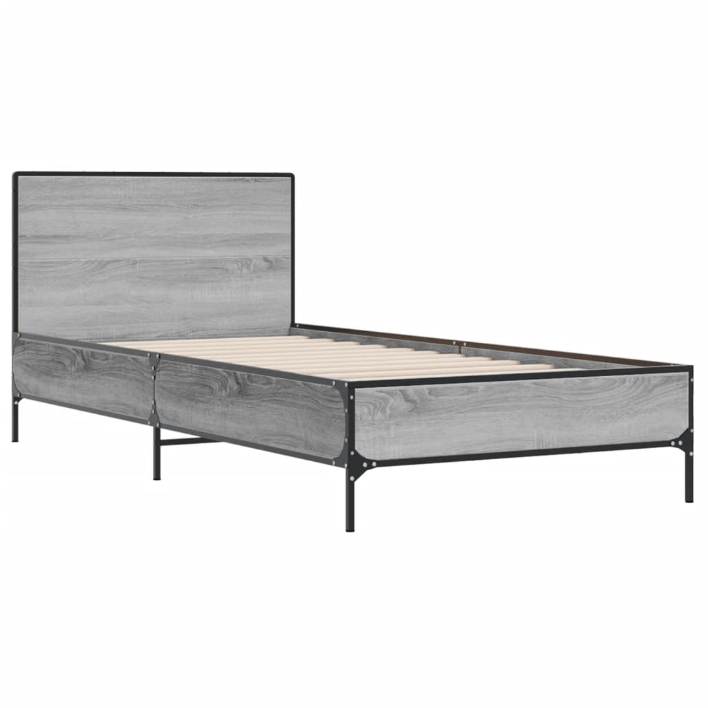 Okvir za krevet boja hrasta 75x190 cm konstruirano drvo i metal