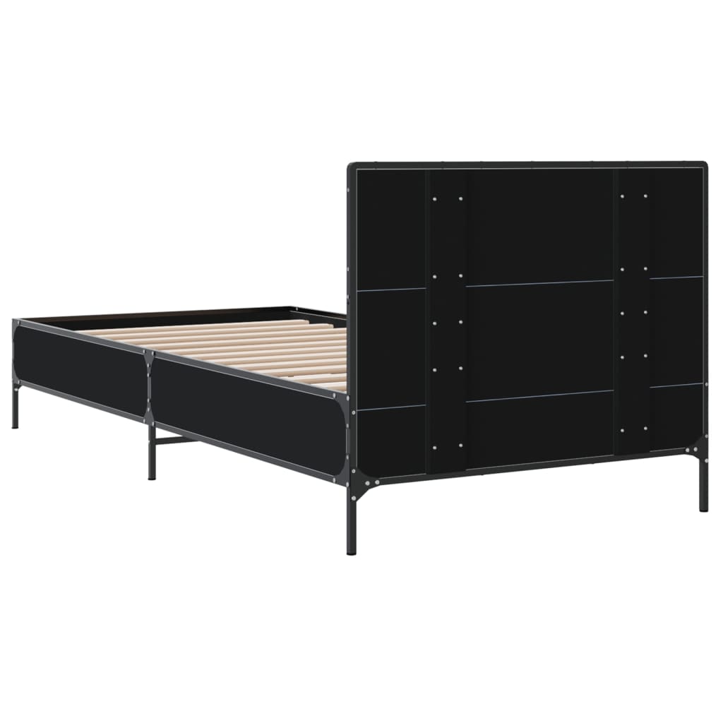 Okvir za krevet crni 90 x 190 cm od konstruiranog drvo i metal