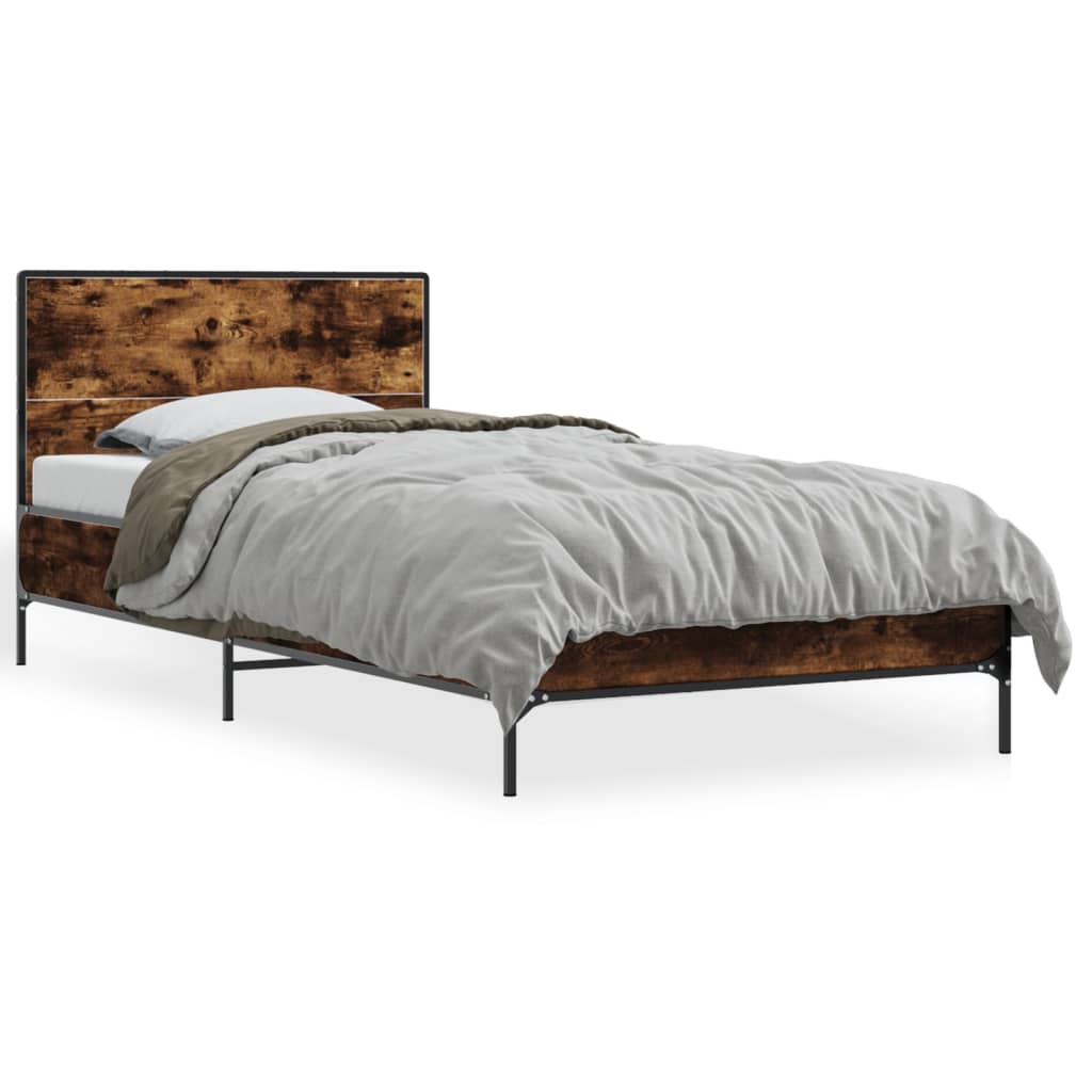Okvir krevet boja hrasta 90 x 190 cm konstruirano drvo i metal