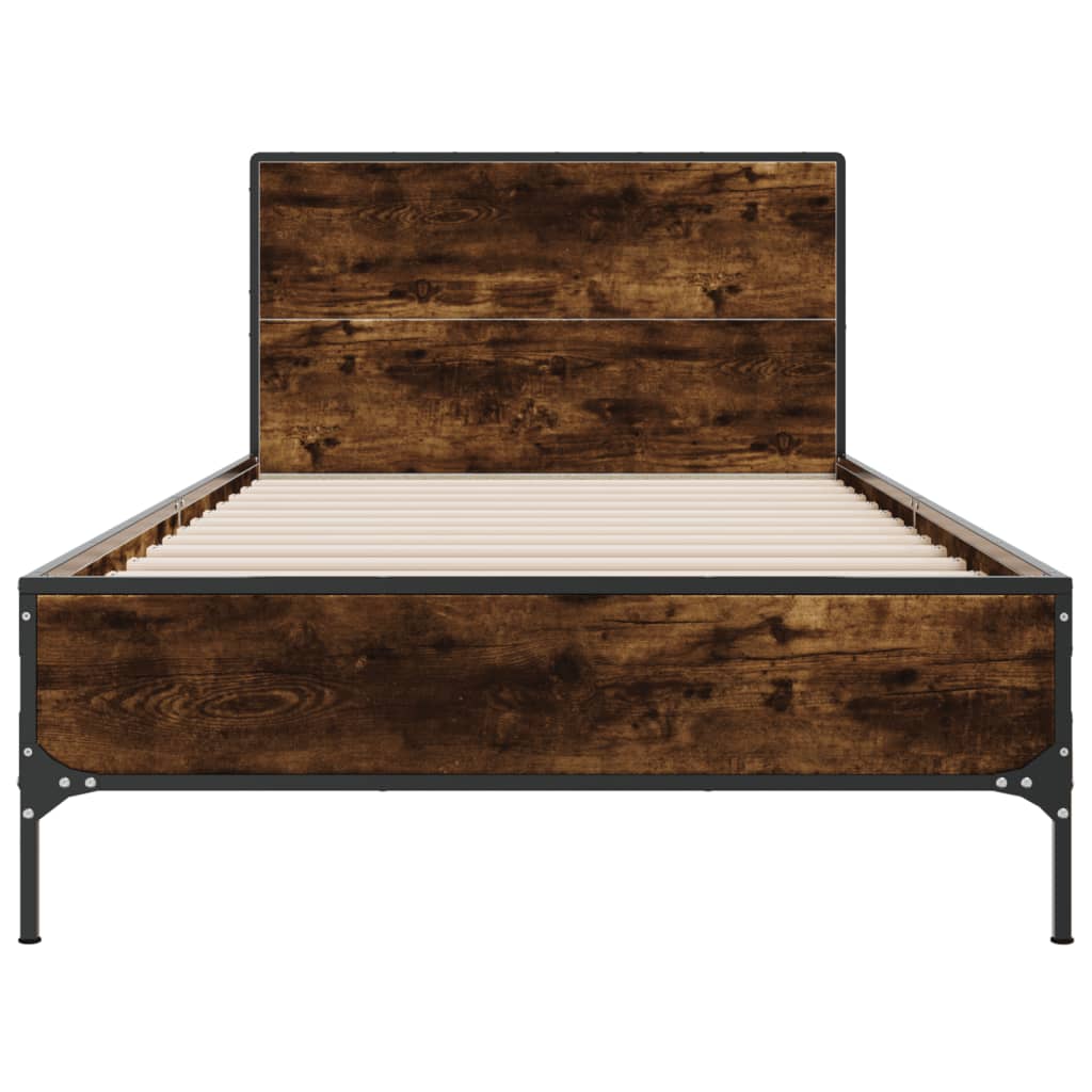 Okvir krevet boja hrasta 90 x 190 cm konstruirano drvo i metal
