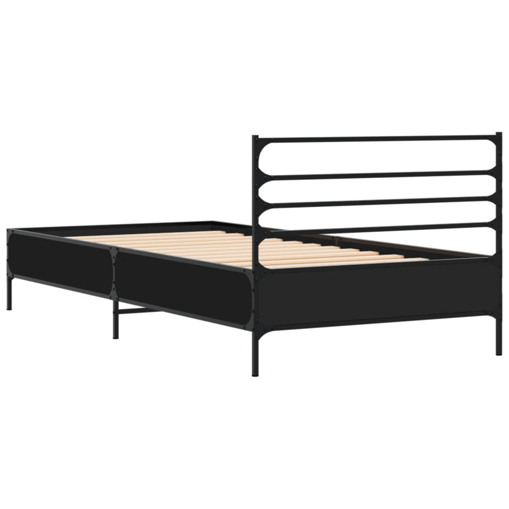 Okvir kreveta crni 90 x 200 cm konstruirano drvo i metal