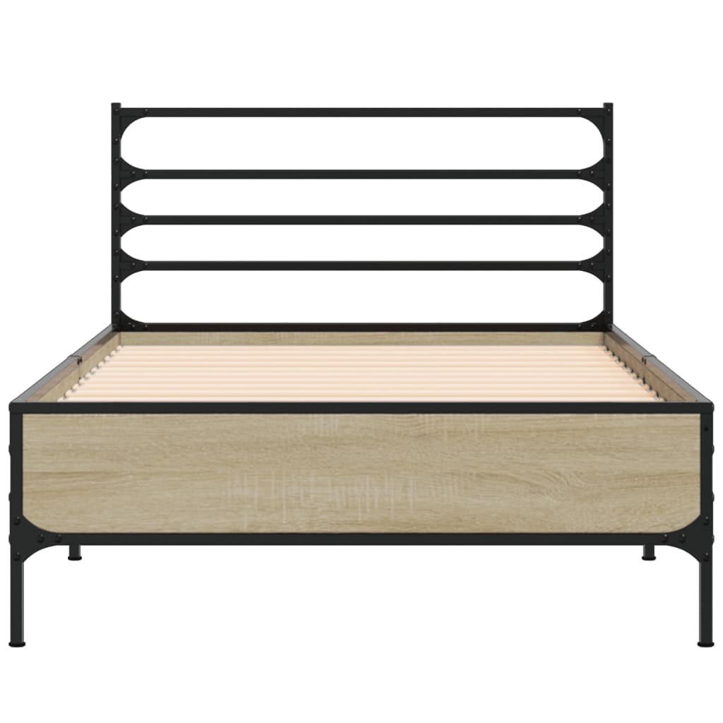 Okvir za krevet boja hrasta 90x200 cm konstruirano drvo i metal