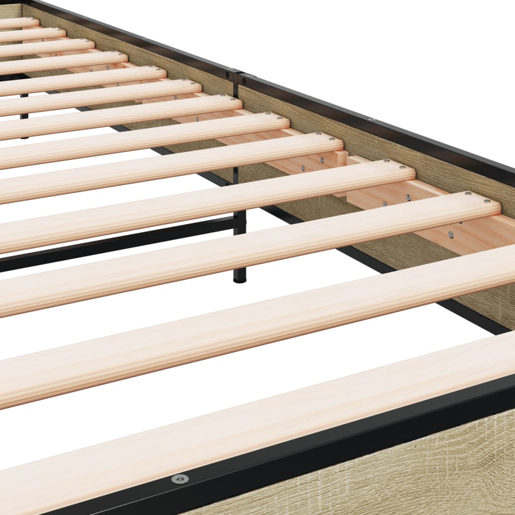 Okvir za krevet boja hrasta 90x200 cm konstruirano drvo i metal