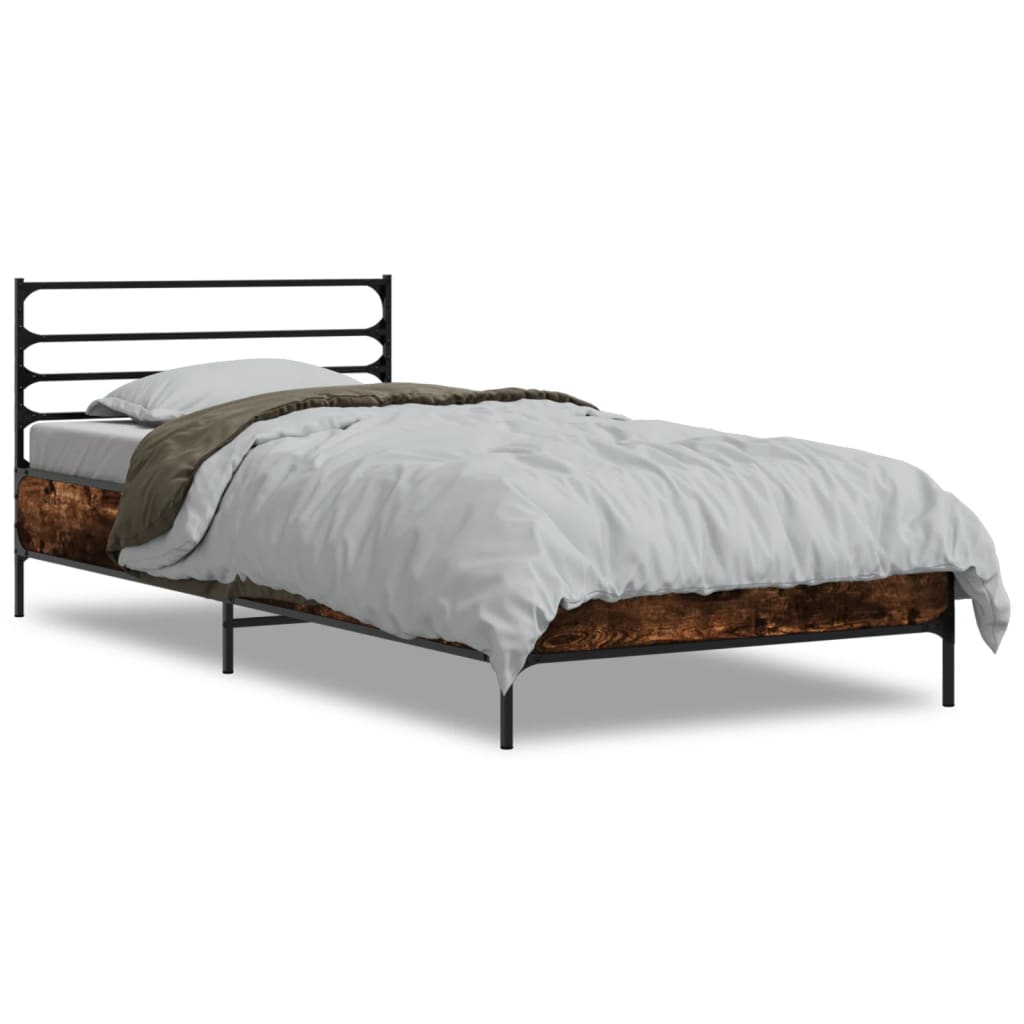 Okvir za krevet boja hrasta 90x200 cm konstruirano drvo i metal