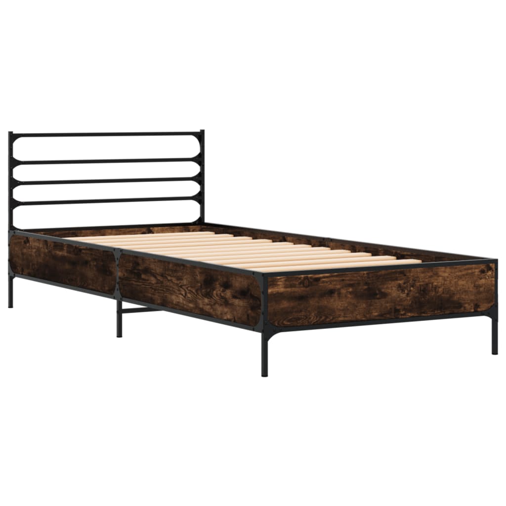 Okvir za krevet boja hrasta 90x200 cm konstruirano drvo i metal