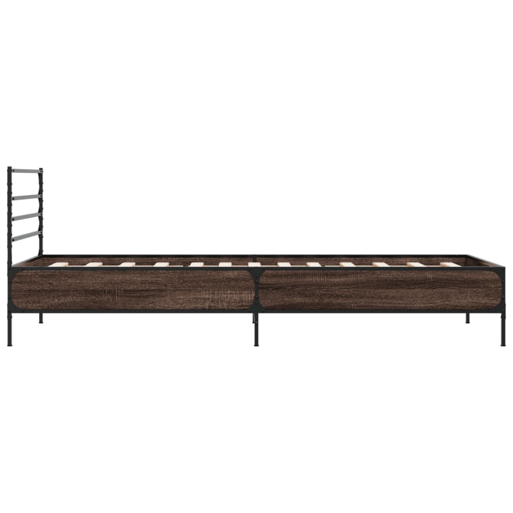 Okvir za krevet smeđi hrast 90x200 cm konstruirano drvo i metal