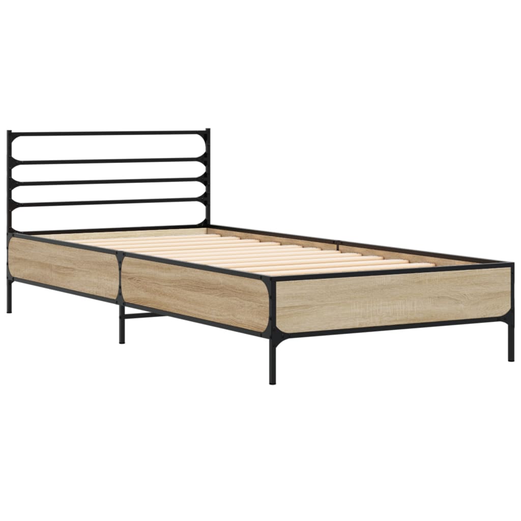 Okvir za krevet boja hrasta 100x200cm konstruirano drvo i metal
