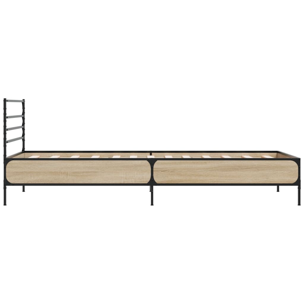 Okvir za krevet boja hrasta 100x200cm konstruirano drvo i metal