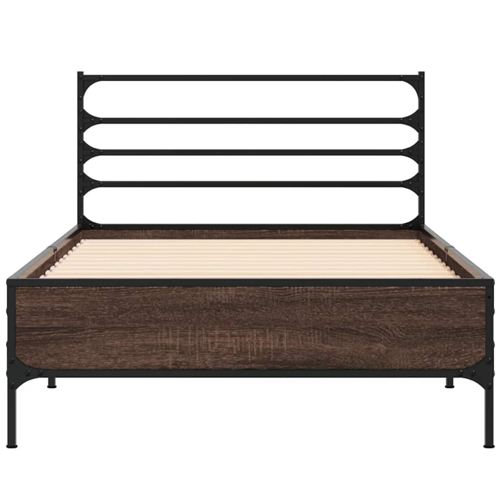 Okvir za krevet smeđi hrast 100x200cm konstruirano drvo i metal