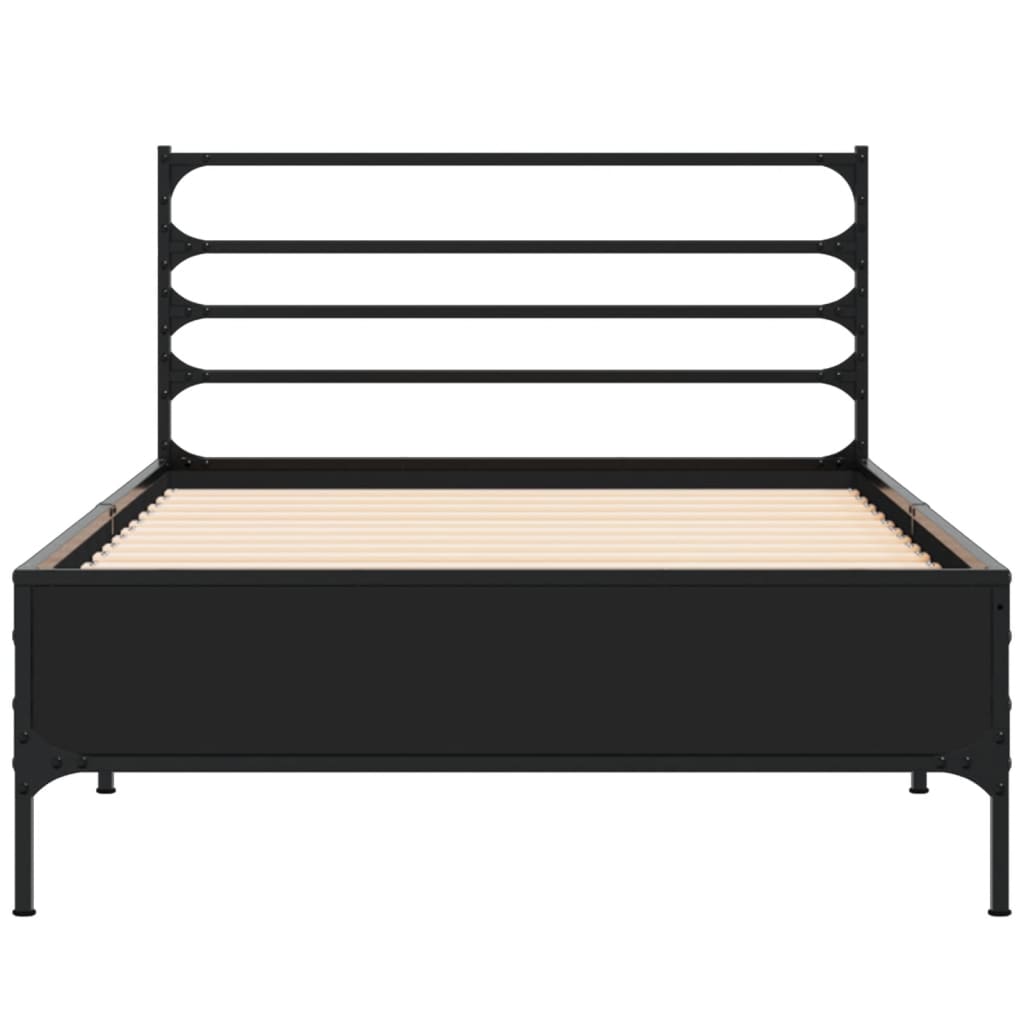 Okvir za krevet crni 75 x 190 cm od konstruirano drvo i metal