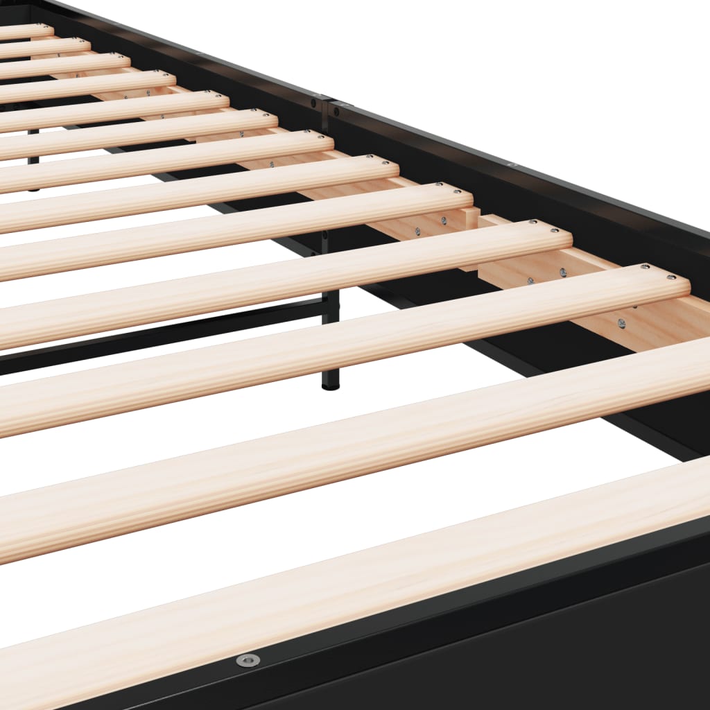 Okvir za krevet crni 75 x 190 cm od konstruirano drvo i metal
