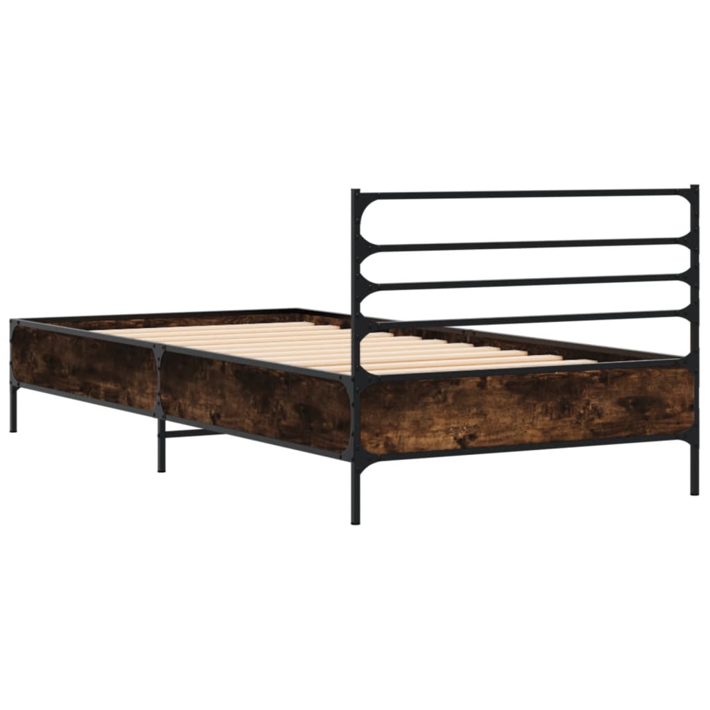 Okvir kreveta boja hrasta 75 x 190 cm konstruirano drvo i metal
