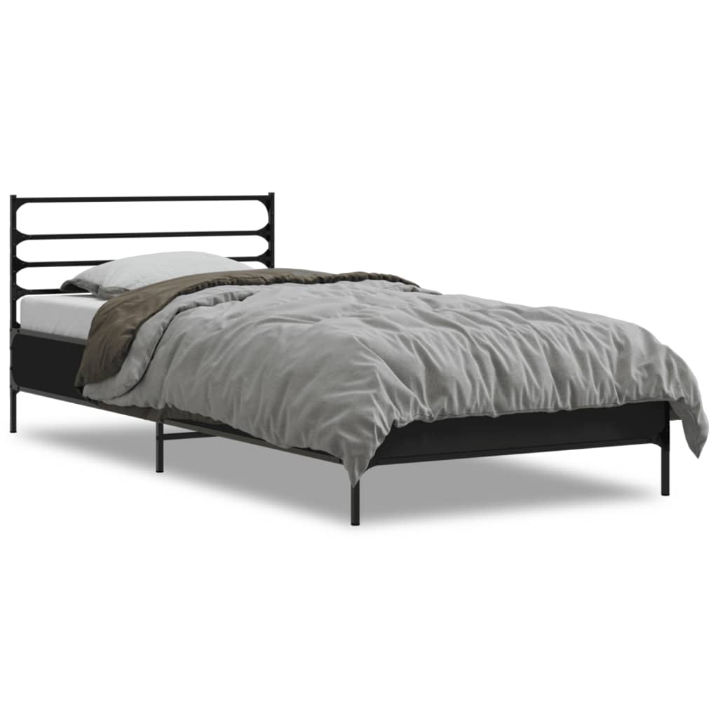 Okvir za krevet crni 90 x 190 cm od konstruirano drvo i metal