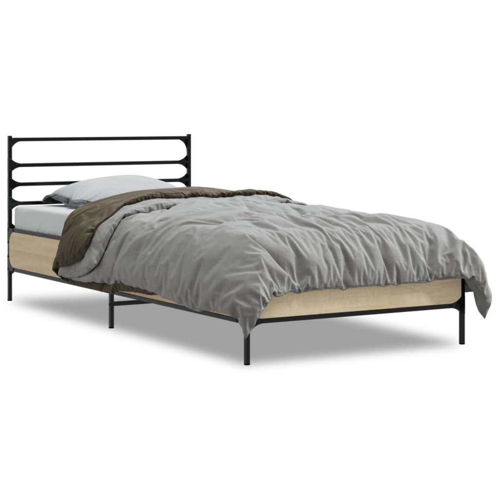 Okvir za krevet boja hrasta 90x190 cm konstruirano drvo i metal