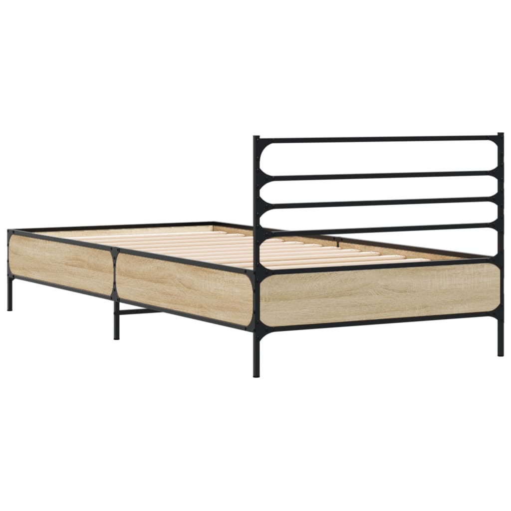 Okvir za krevet boja hrasta 90x190 cm konstruirano drvo i metal