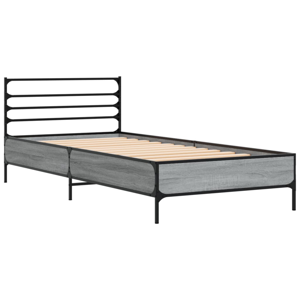 Okvir kreveta boja hrasta 90 x 190 cm konstruirano drvo i metal