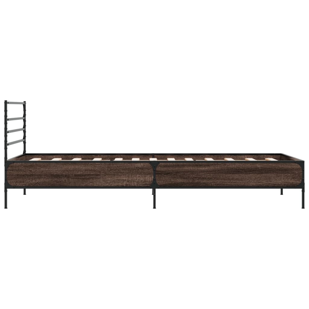 Okvir za krevet smeđi hrast 90x190 cm konstruirano drvo i metal