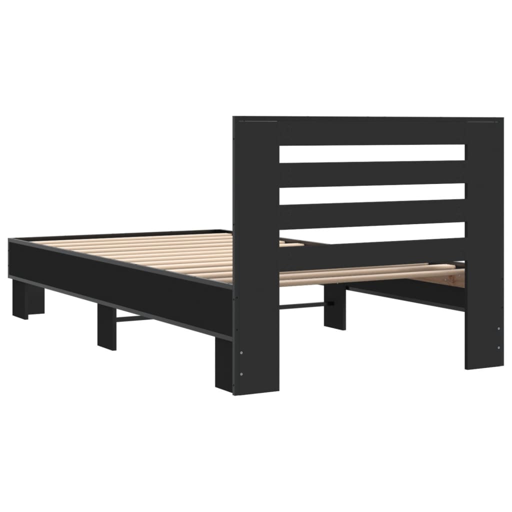 Okvir za krevet crni 100x200 cm konstruirano drvo i metal