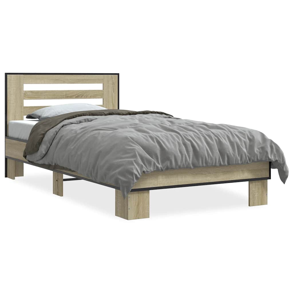 Okvir za krevet boja hrasta 75x190 cm konstruirano drvo i metal