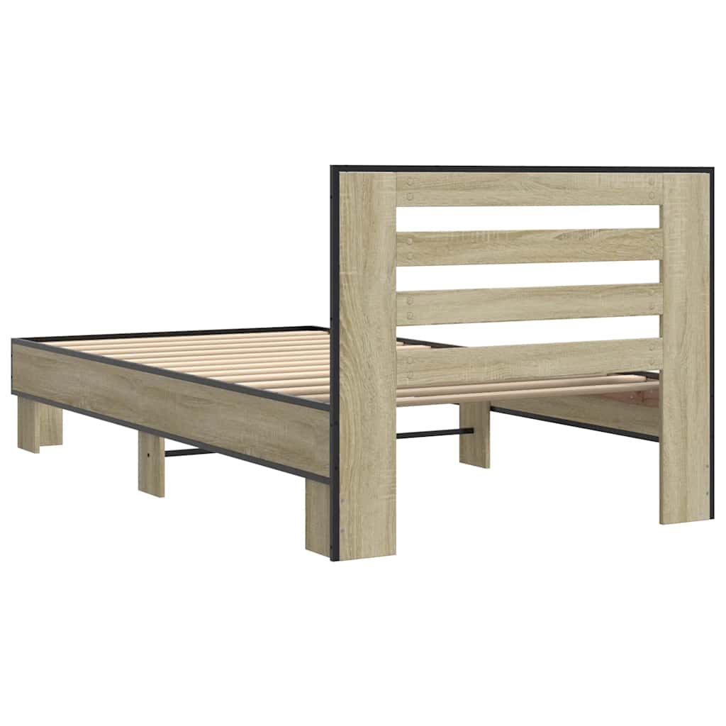 Okvir za krevet boja hrasta 75x190 cm konstruirano drvo i metal