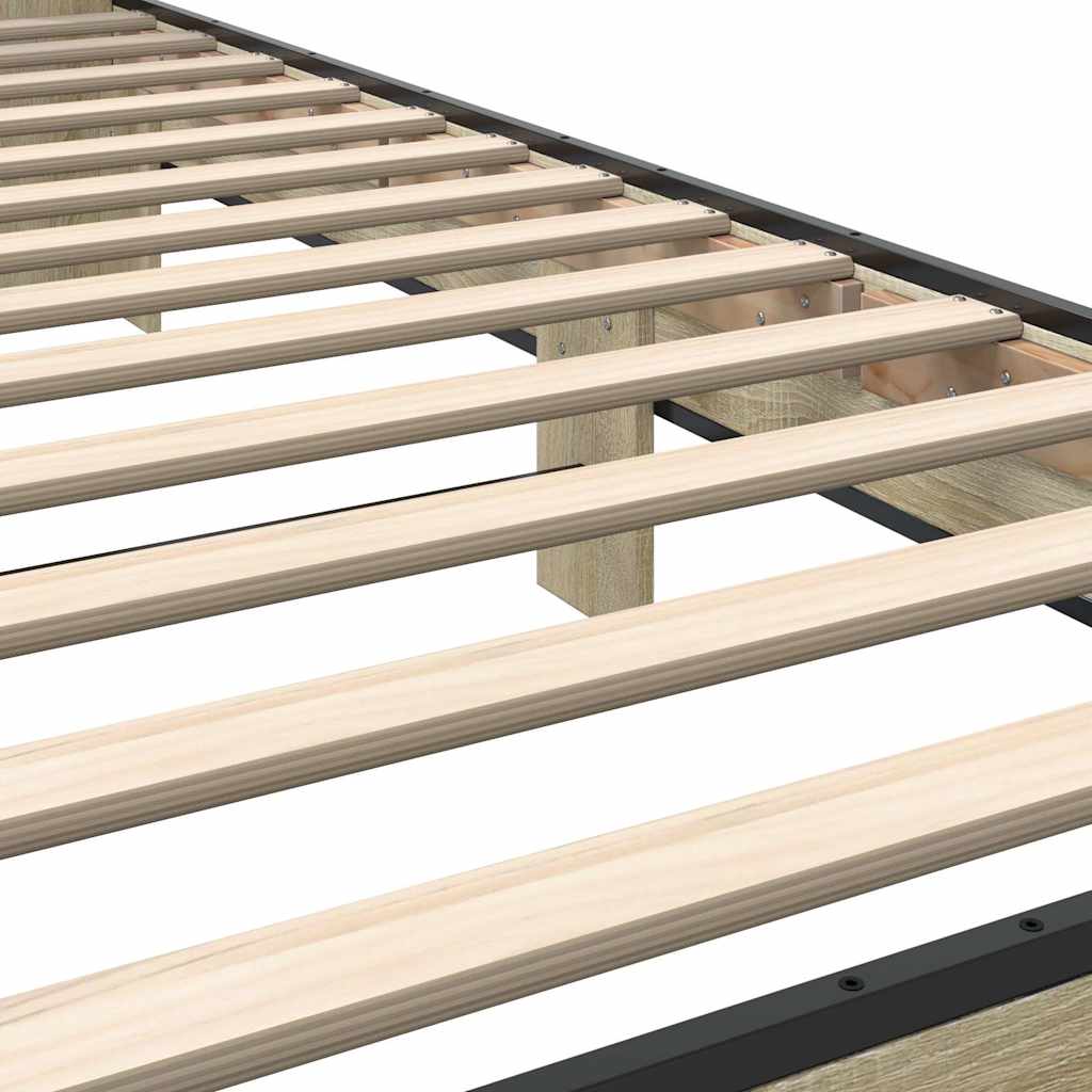 Okvir za krevet boja hrasta 75x190 cm konstruirano drvo i metal