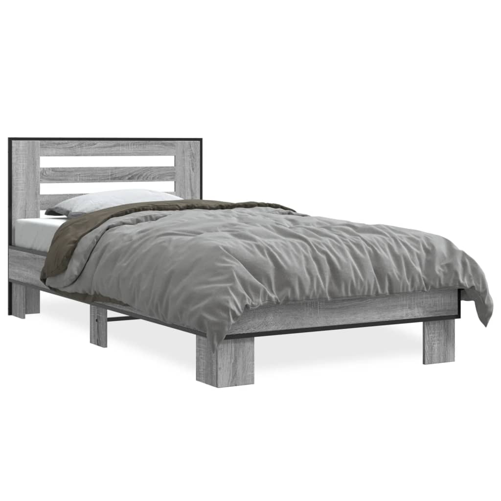 Okvir za krevet boja hrasta 75x190 cm konstruirano drvo i metal