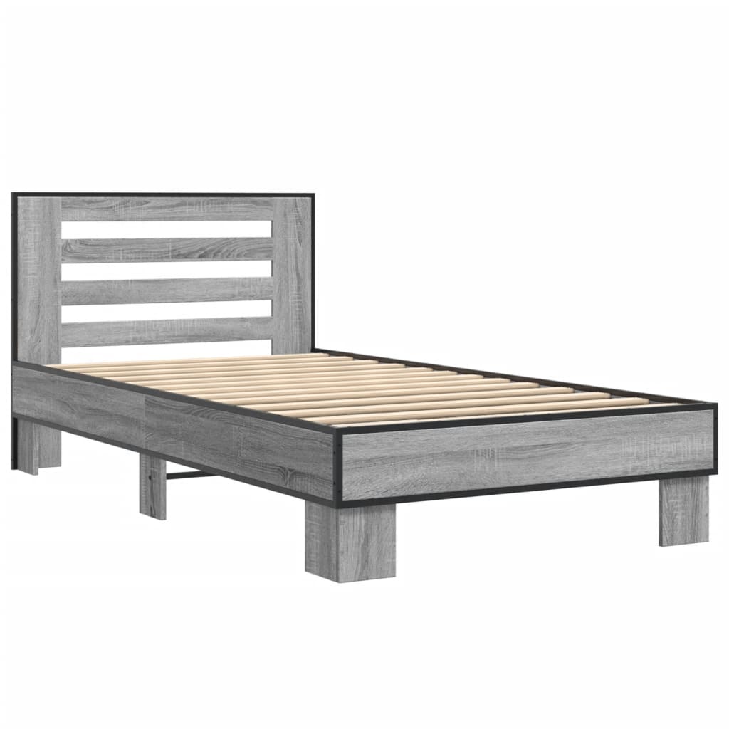 Okvir za krevet boja hrasta 75x190 cm konstruirano drvo i metal