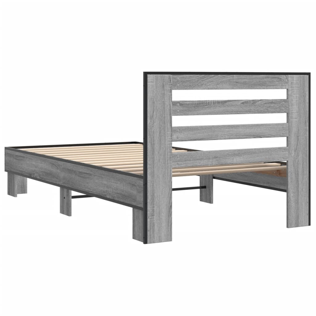 Okvir za krevet boja hrasta 75x190 cm konstruirano drvo i metal