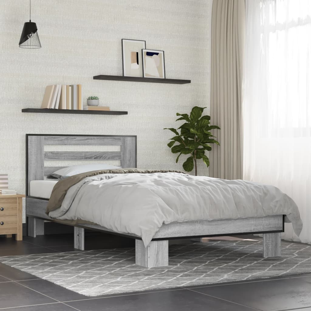 Okvir za krevet boja hrasta 75x190 cm konstruirano drvo i metal